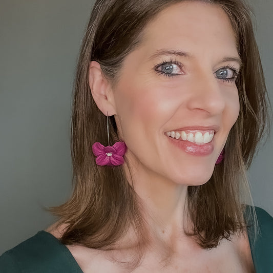 Sparkly Violet Flower Earring