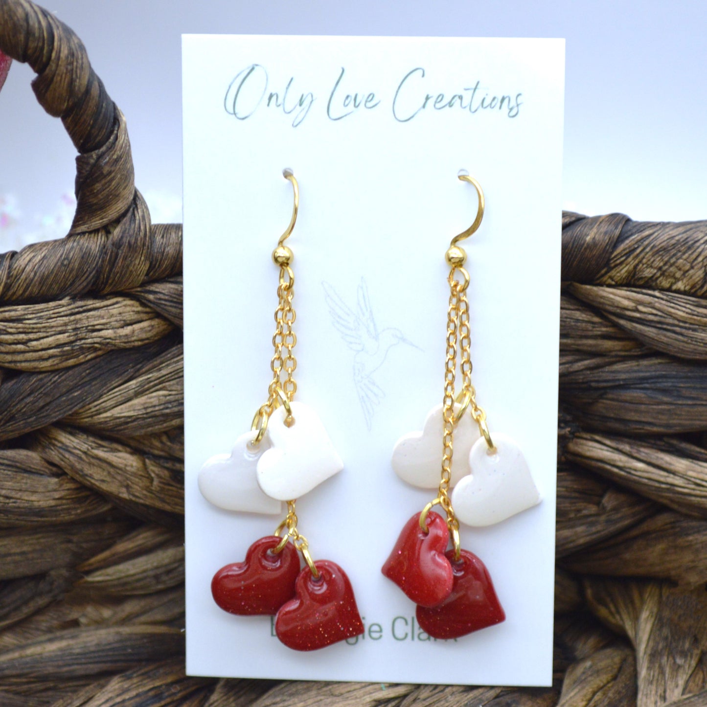 Red and White Heart-Tastic Earrings