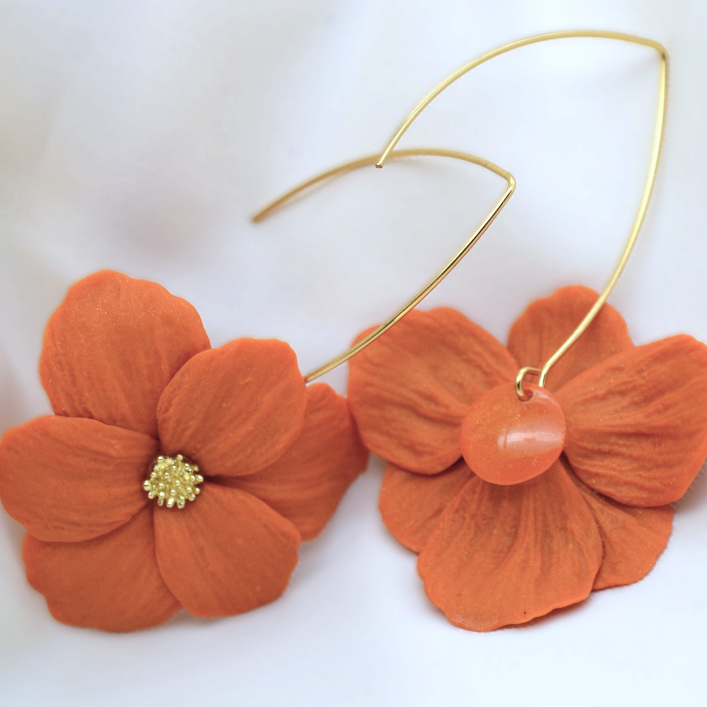 Large Orange Flower Earring