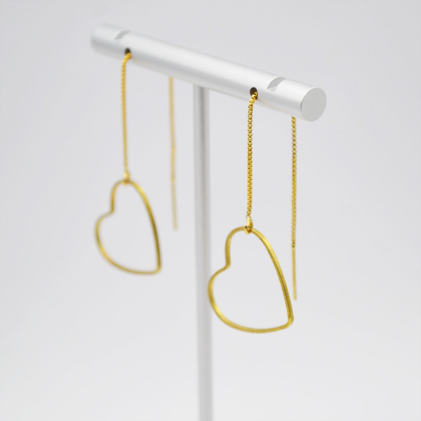 Gold Heart Threader Earrings
