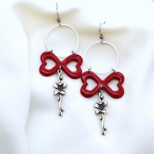 Deep Red Eterni-Hearts Earrings