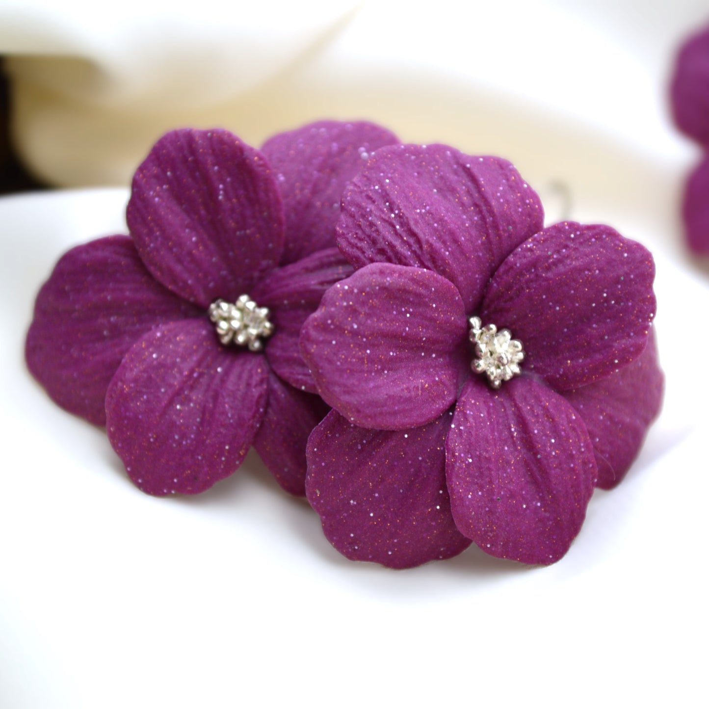 Sparkly Violet Flower Earring