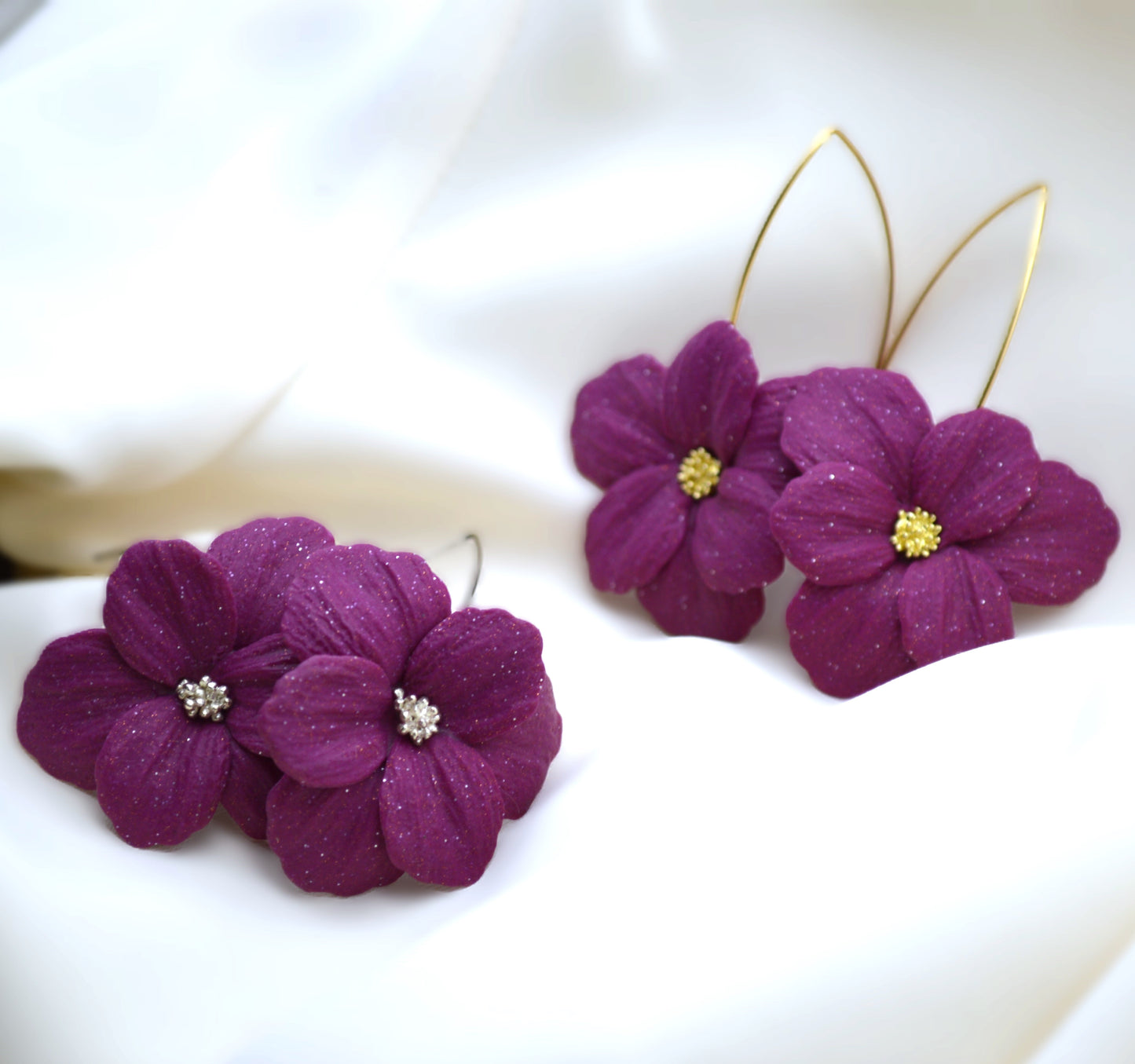 Sparkly Violet Flower Earring