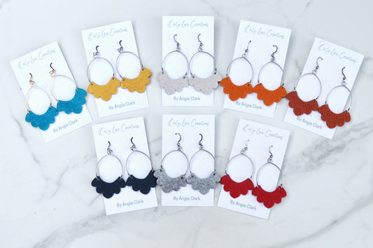 Colorful Scalloped Earrings with Multiple Choices of Color
