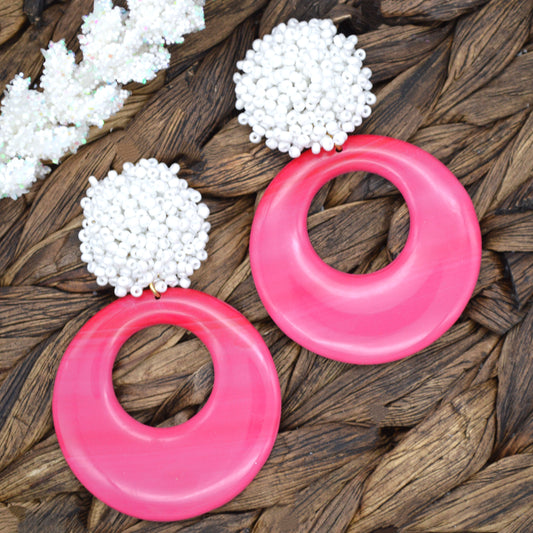 Bold Pink and White Wonderland Earrings