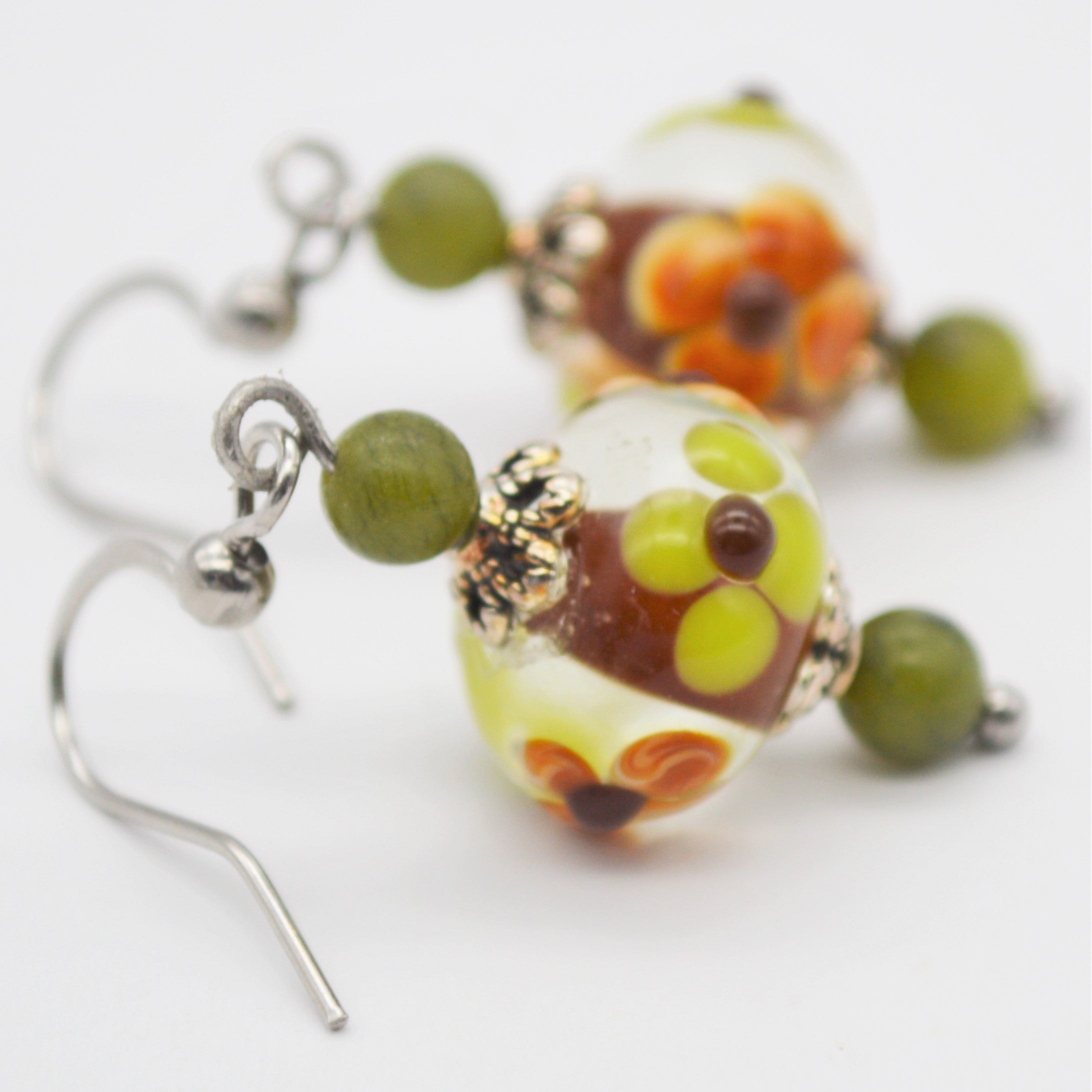 Green  Turquoise Murano Glass Earrings Glass Beads Created in Venice   onlylovecreations