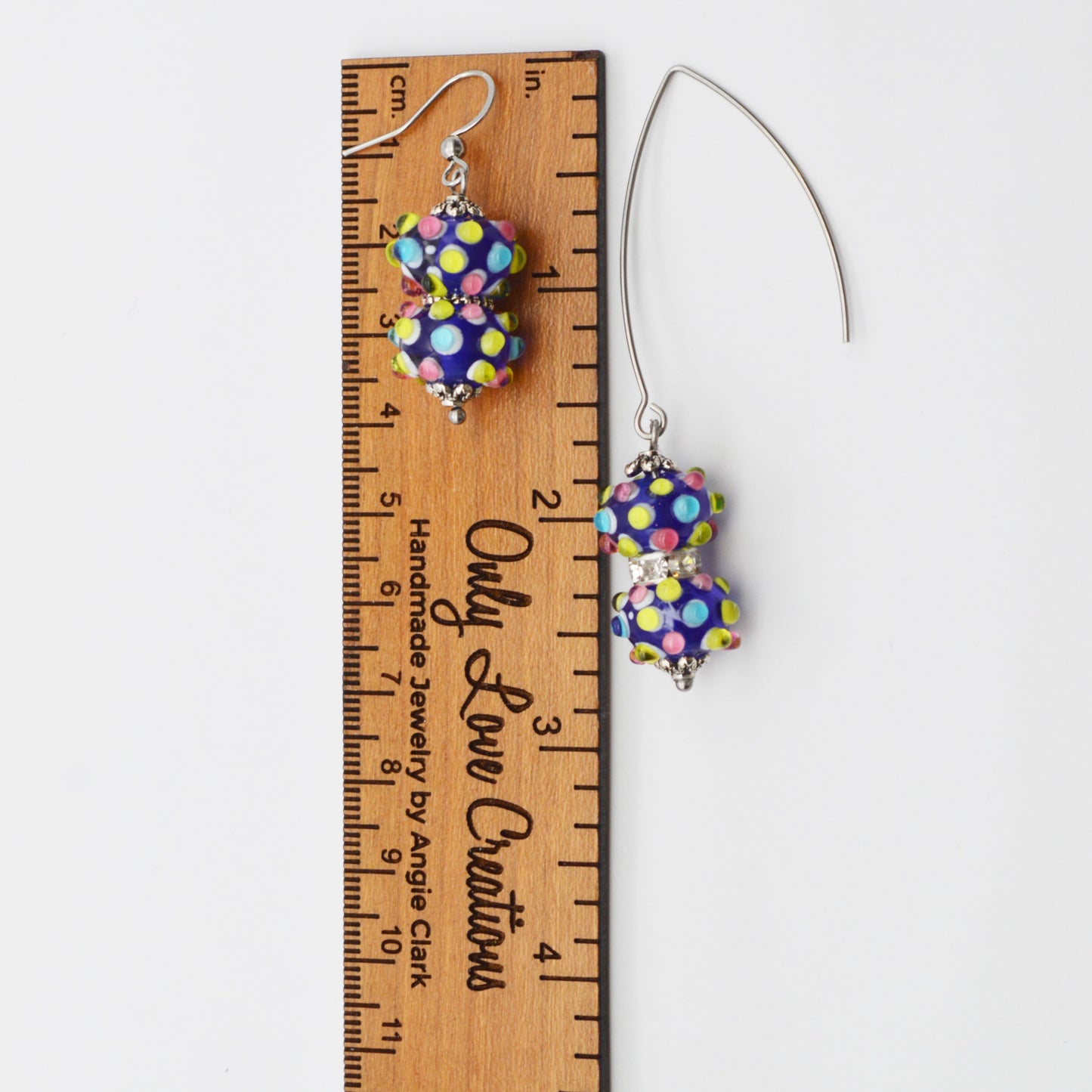 Colorful Bumpy Murano Glass Lampwork Earrings - Beads Handmade in Venice, Italy
