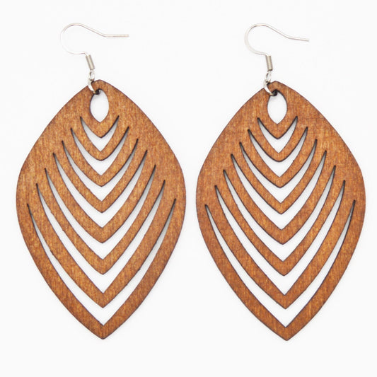 Handmade Mahogany Stained Balsa Wood Diamond Earrings